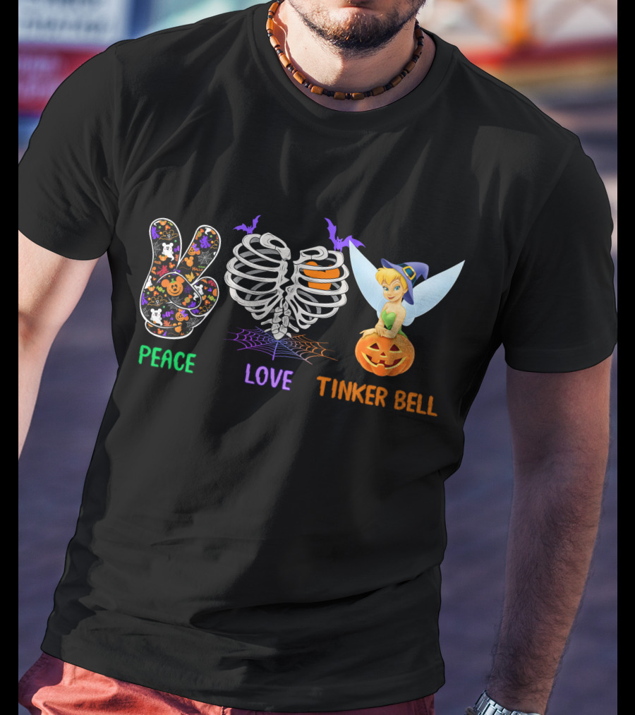 Peace Love Tinker Bell Halloween Theme T-Shirt