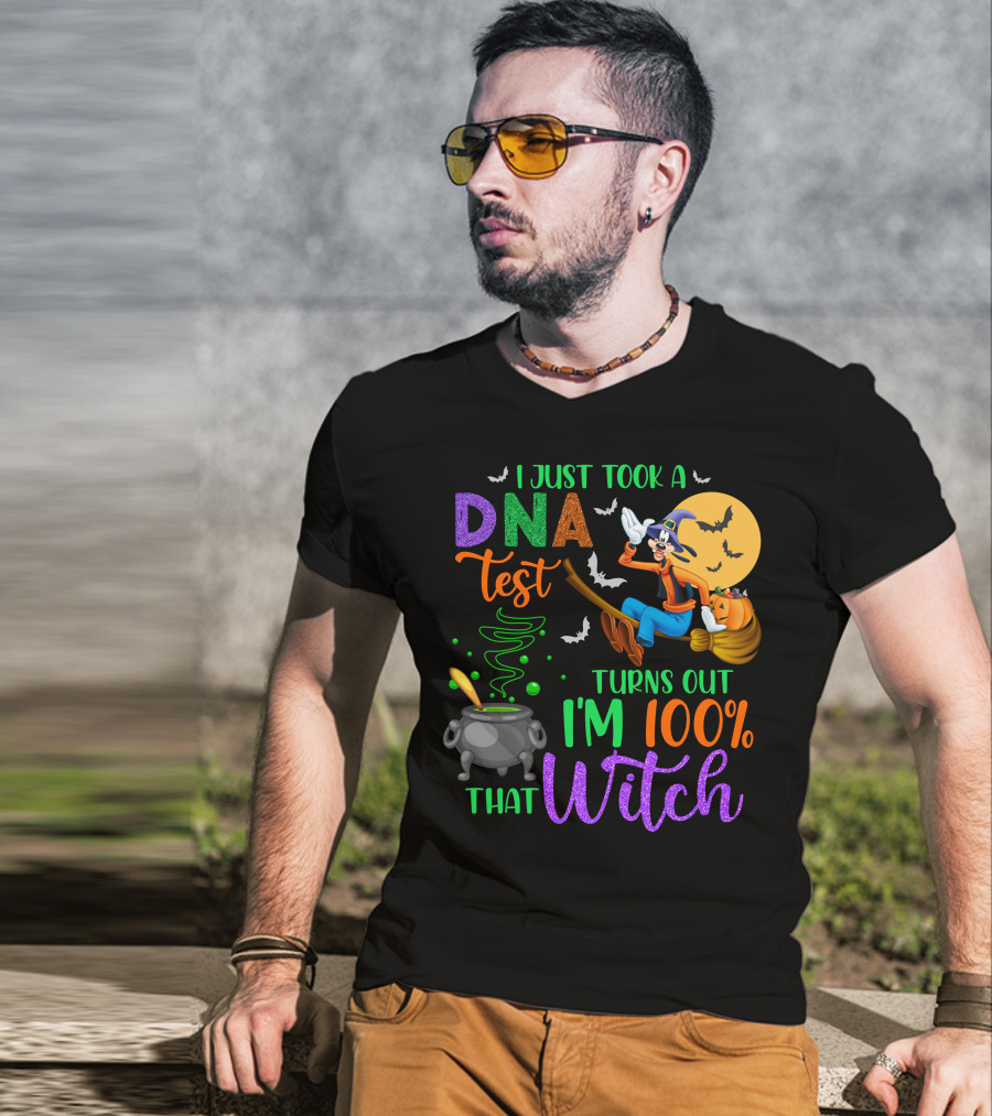 I Just Took A Dna Test Turns Out I'm 100% That Witch Goofy Halloween Moon Bats Cauldron T-Shirt