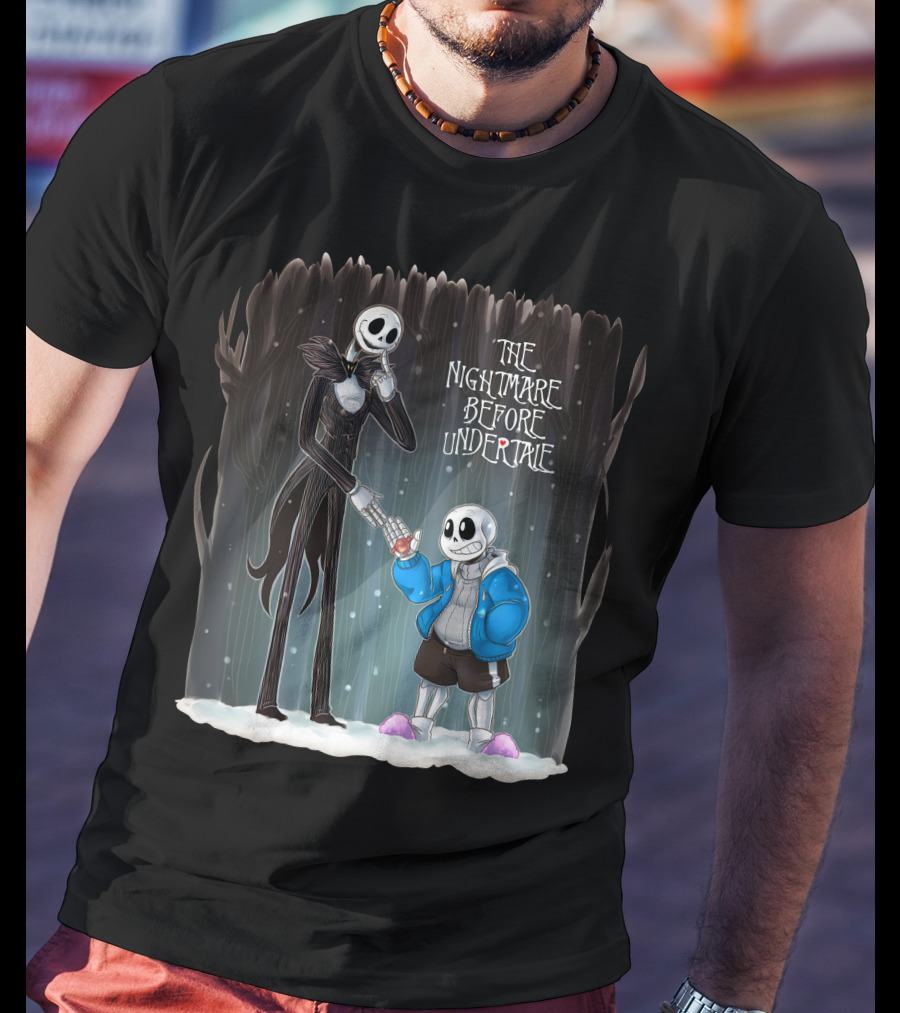 The Nightmare Before Undertale Skeleton Characters Collaboration T-Shirt