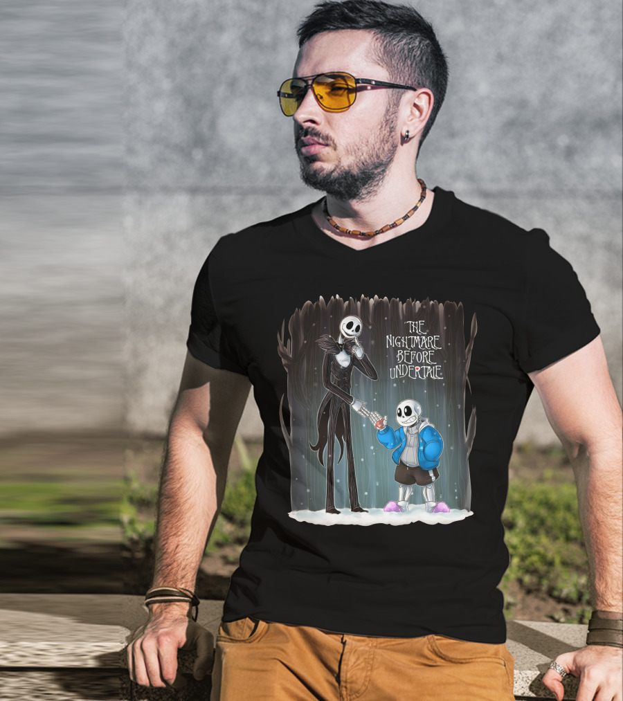 The Nightmare Before Undertale Skeleton Characters Collaboration T-Shirt