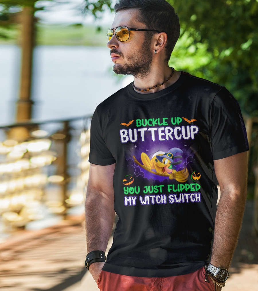 Buckle Up Buttercup You Just Flipped My Witch Switch Pluto Halloween T-Shirt