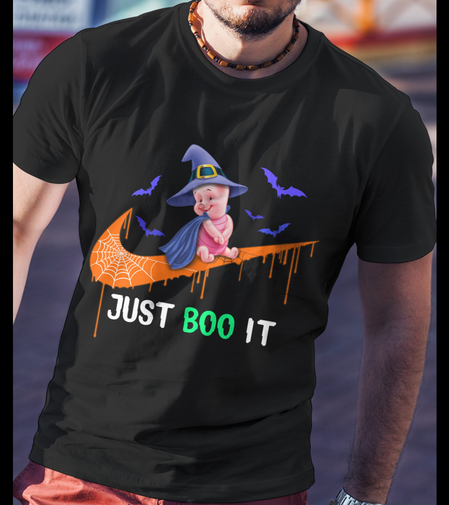 Just Boo It Piglet Halloween Witch Hat Nike Swoosh T-Shirt
