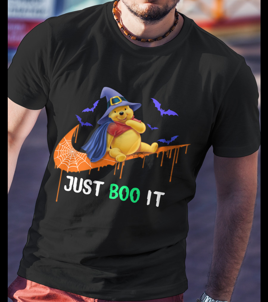 Just Boo It Pooh Halloween Creepy Bats Wizard Hat T-Shirt