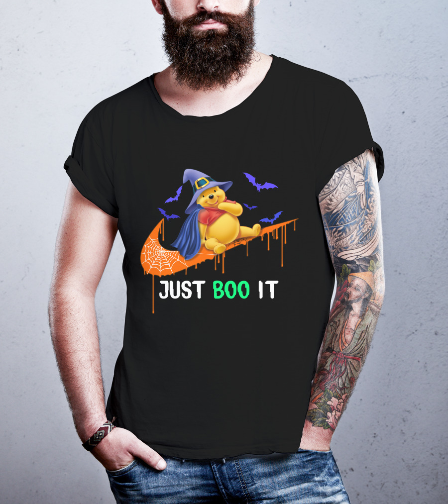 Just Boo It Pooh Halloween Creepy Bats Wizard Hat T-Shirt