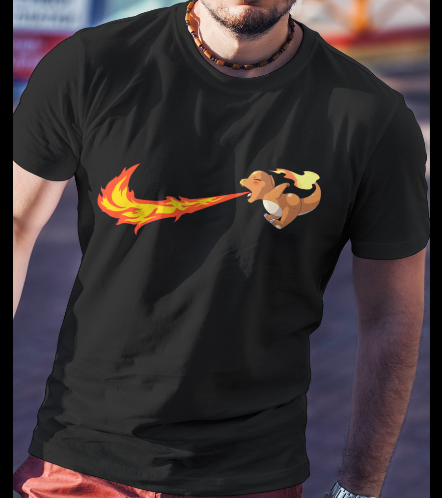 Charmander Fire-Breathing Nike-Inspired Flame T-Shirt