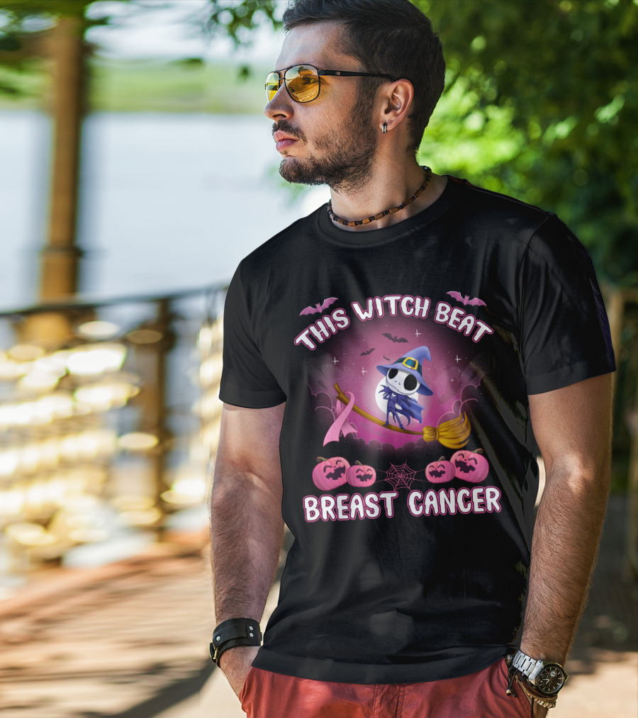 This Witch Beat Breast Cancer Halloween Pink Ribbon Jack-O-Lanterns T-Shirt
