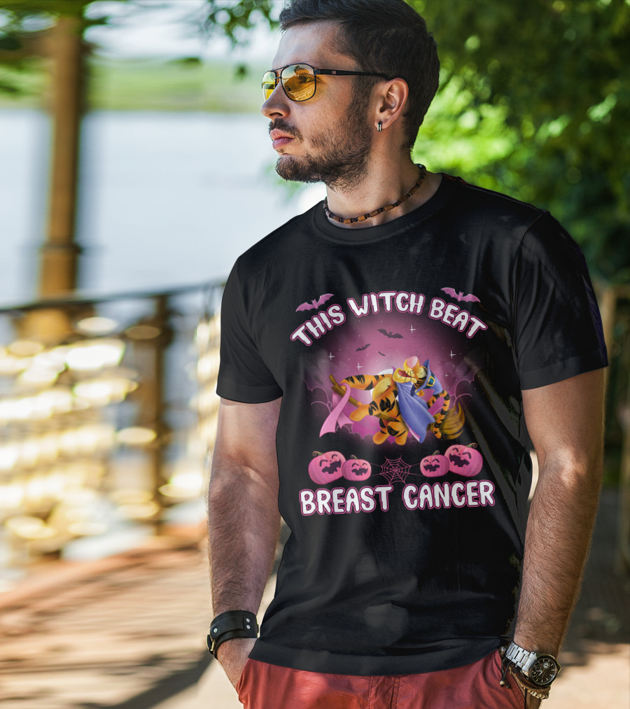 This Witch Beat Breast Cancer Tigger Halloween T-Shirt