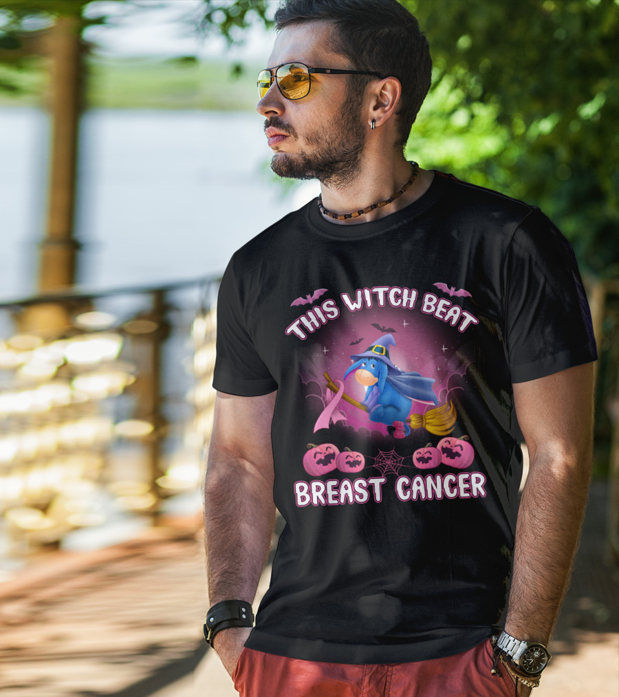 This Witch Beat Breast Cancer Eeyore Broomstick Pumpkins Bat T-Shirt