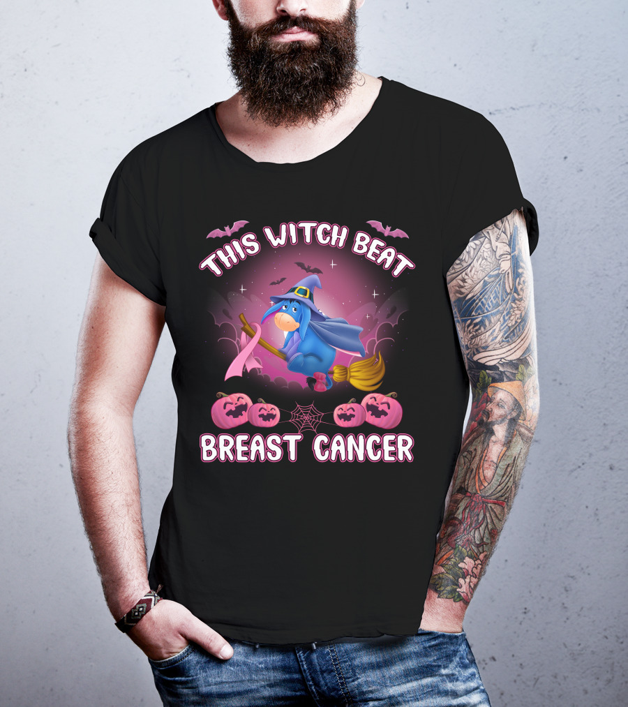 This Witch Beat Breast Cancer Eeyore Broomstick Pumpkins Bat T-Shirt