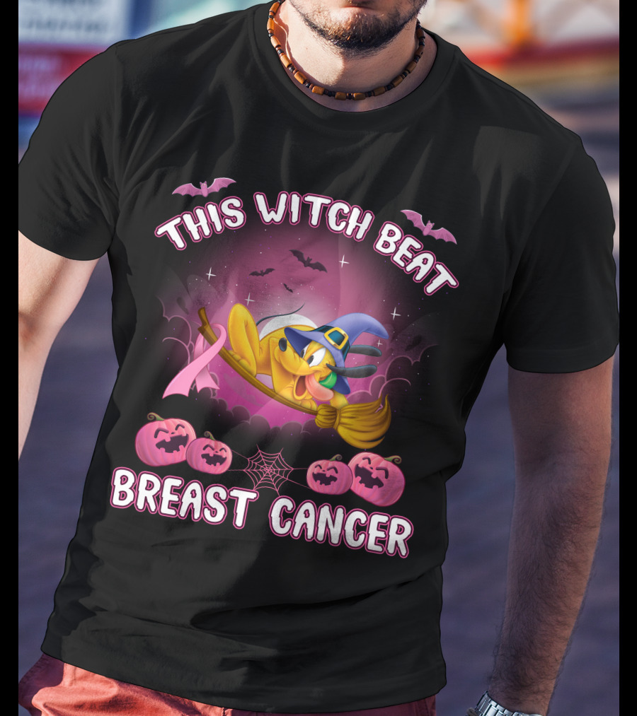 This Witch Beat Breast Cancer Pluto Hat Broom Pumpkins Bat T-Shirt