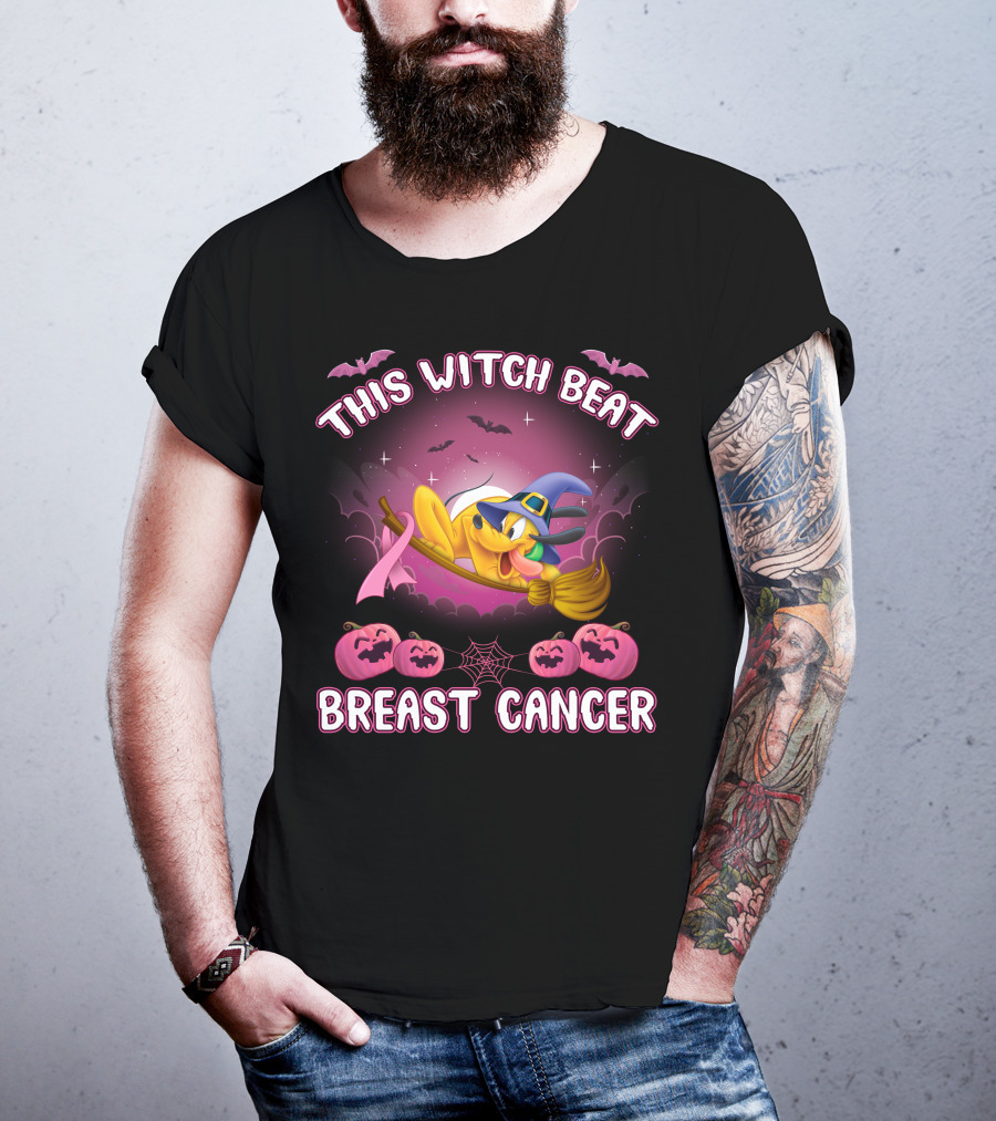 This Witch Beat Breast Cancer Pluto Hat Broom Pumpkins Bat T-Shirt