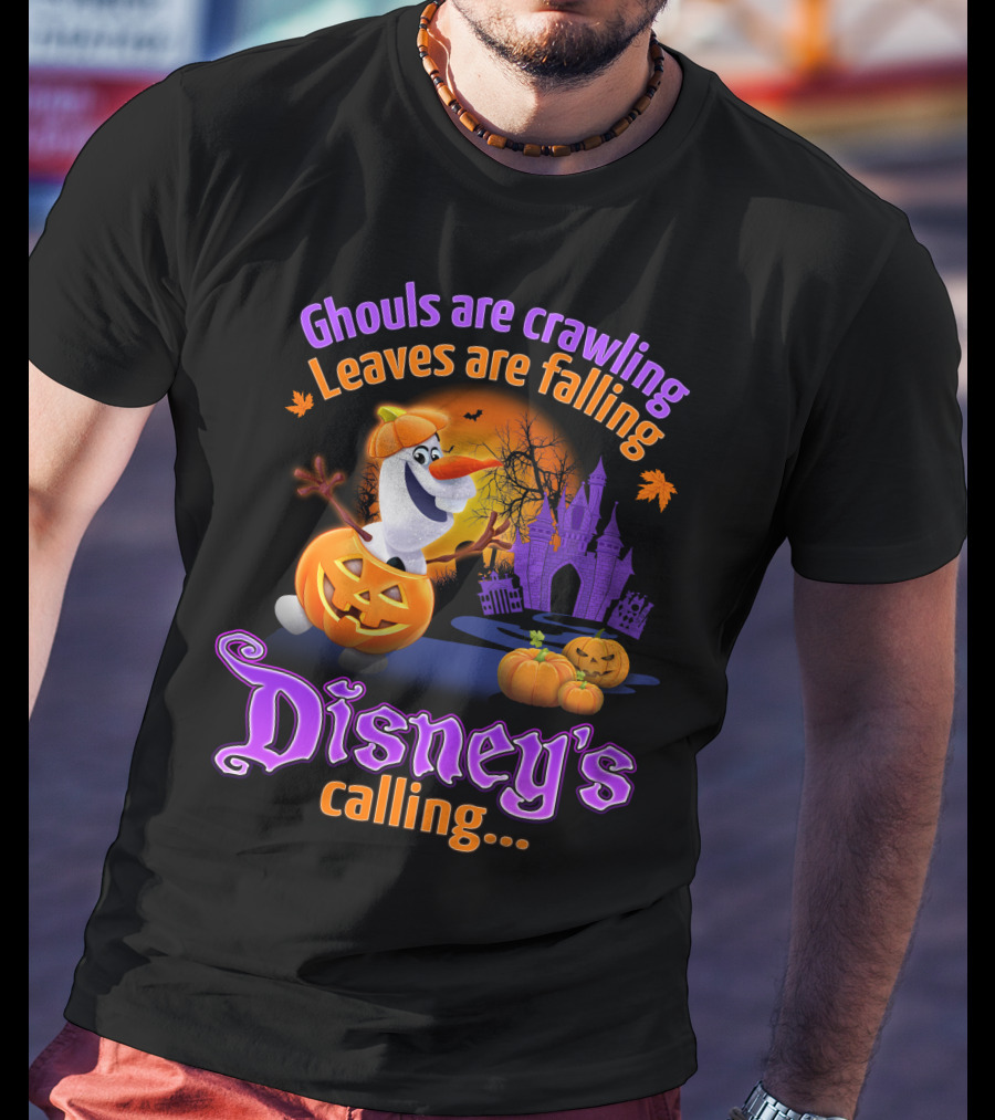 Ghouls Are Crawling Leaves Are Falling Disney's Calling Olaf Pumpkin Castle T-Shirt