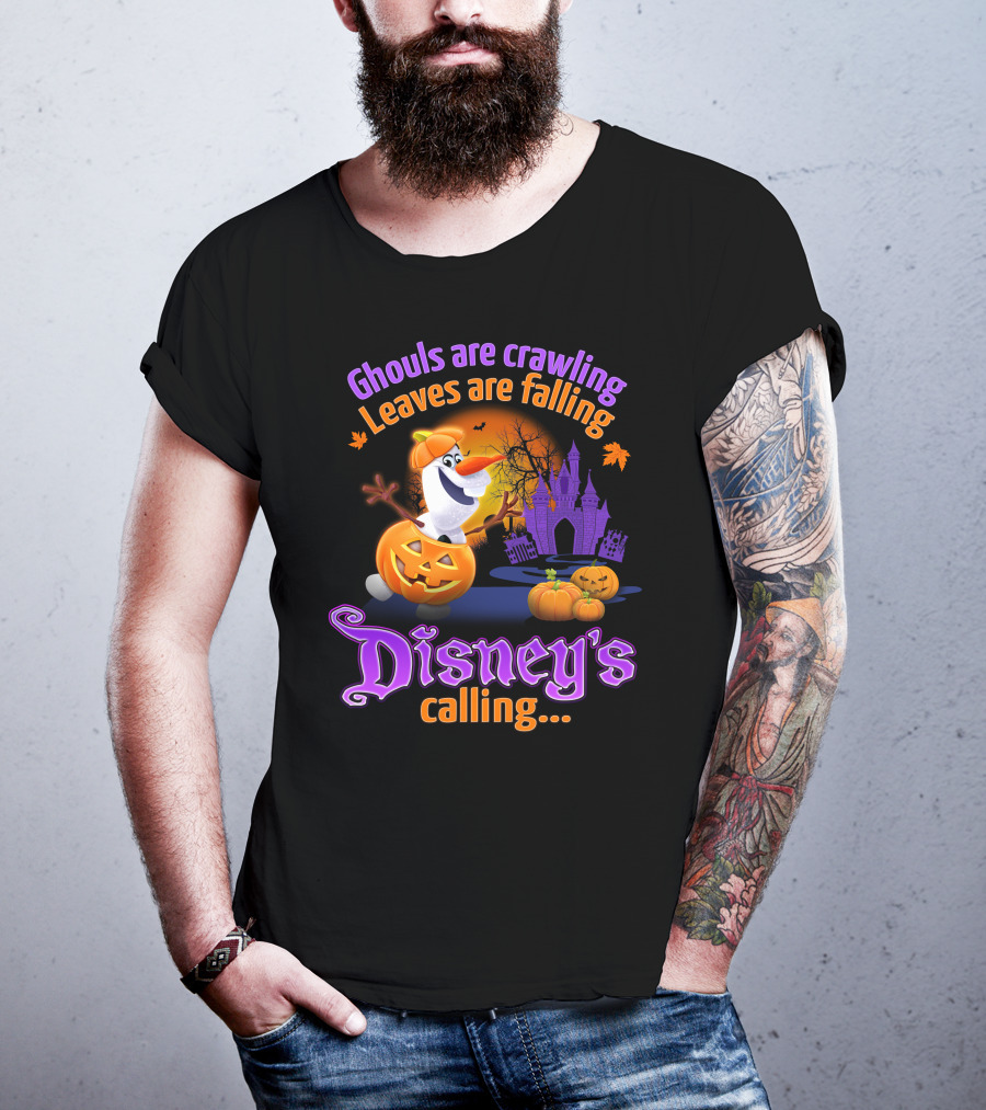 Ghouls Are Crawling Leaves Are Falling Disney's Calling Olaf Pumpkin Castle T-Shirt