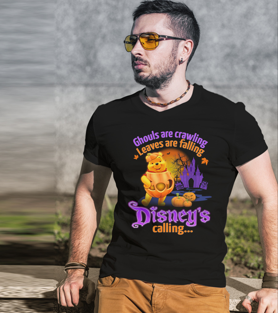 Ghouls Are Crawling Leaves Are Falling Disney's Calling Winnie The Pooh Halloween T-Shirt