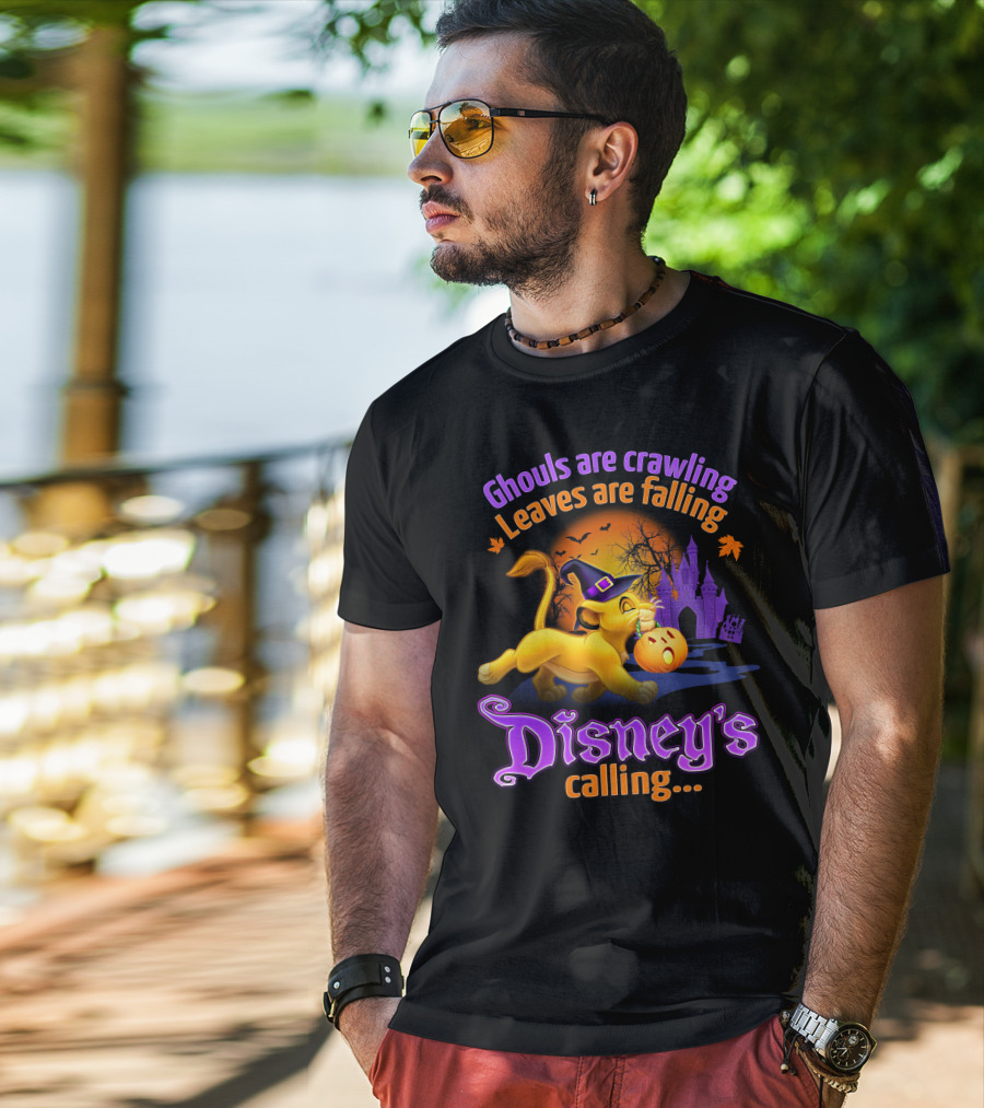Ghouls Are Crawling Leaves Are Falling Disney's Calling Simba Halloween Scene T-Shirt