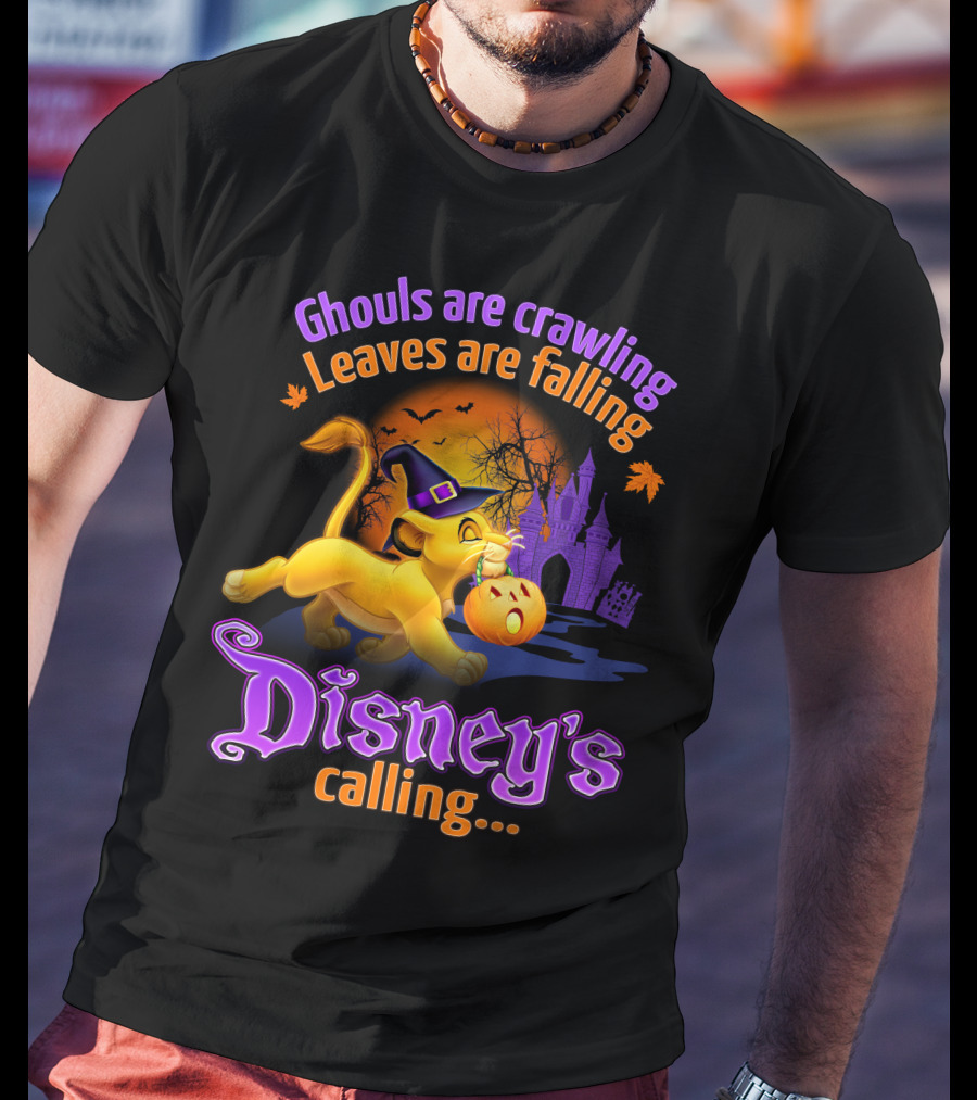 Ghouls Are Crawling Leaves Are Falling Disney's Calling Simba Halloween Scene T-Shirt