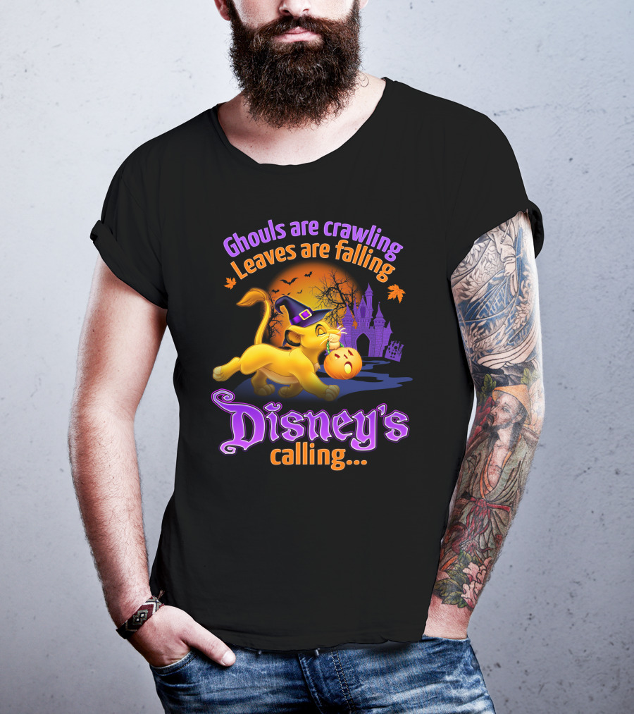 Ghouls Are Crawling Leaves Are Falling Disney's Calling Simba Halloween Scene T-Shirt