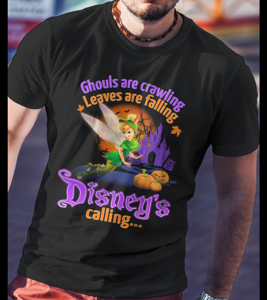 Ghouls Are Crawling Leaves Are Falling Disney's Calling Tinker Bell Halloween Theme T-Shirt