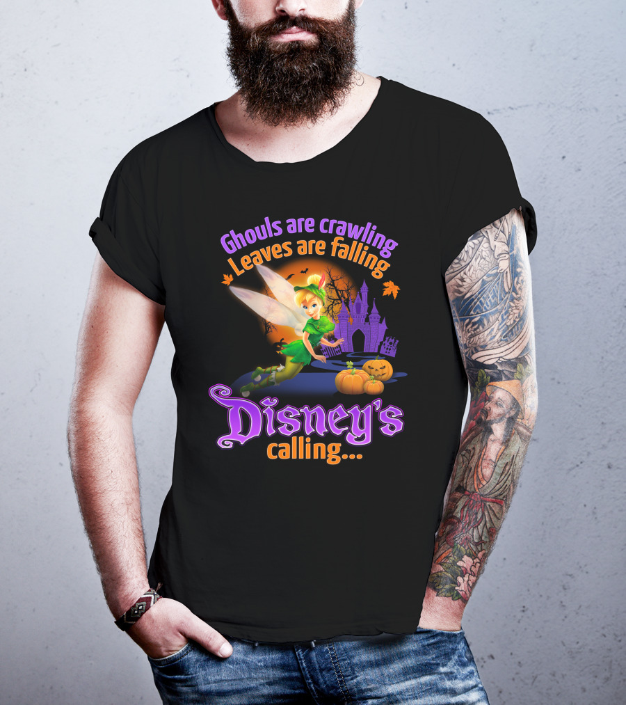 Ghouls Are Crawling Leaves Are Falling Disney's Calling Tinker Bell Halloween Theme T-Shirt
