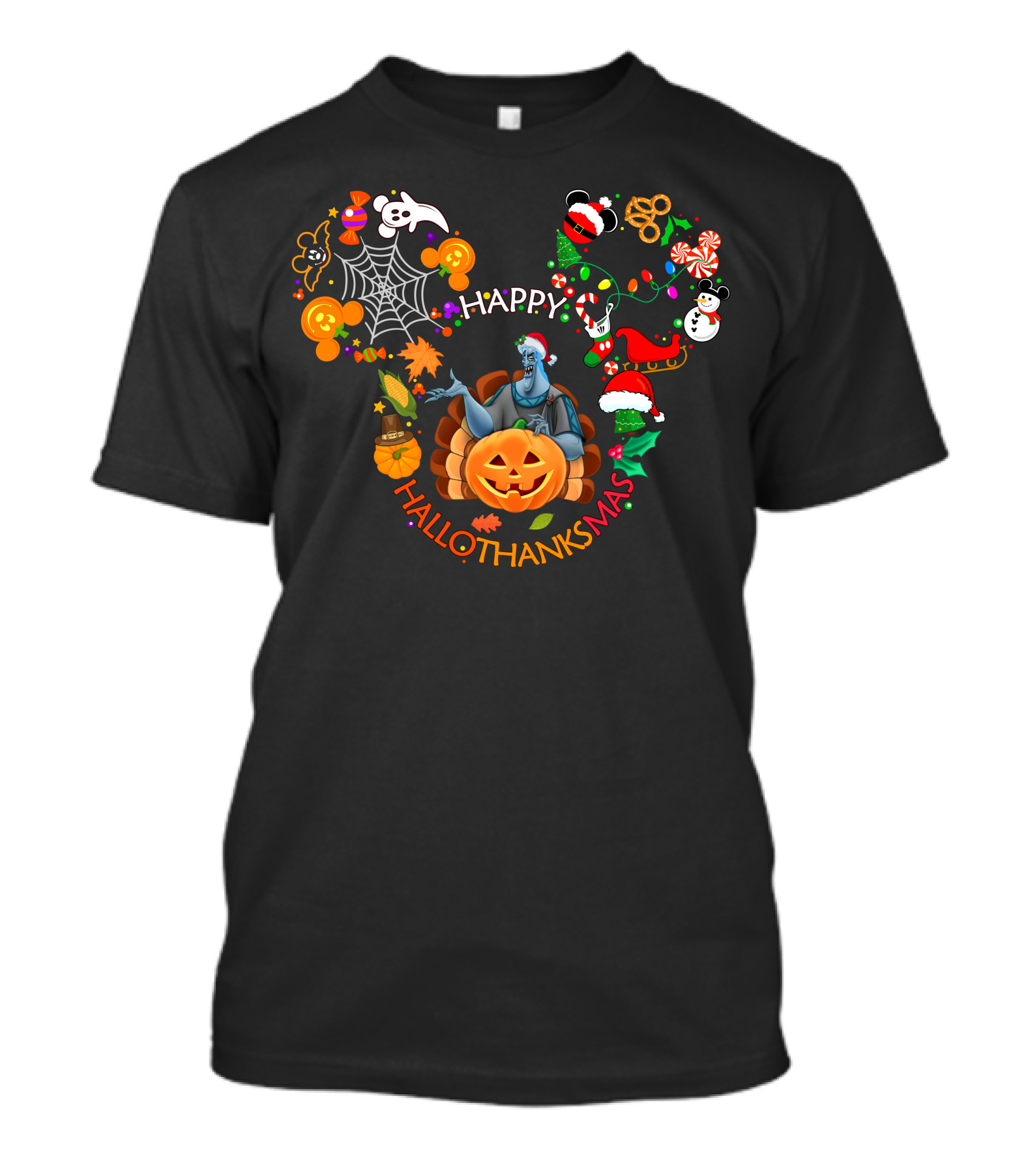 Happy Hallothanksmas Hades Disney Halloween Thanksgiving Christmas Icons T-Shirt