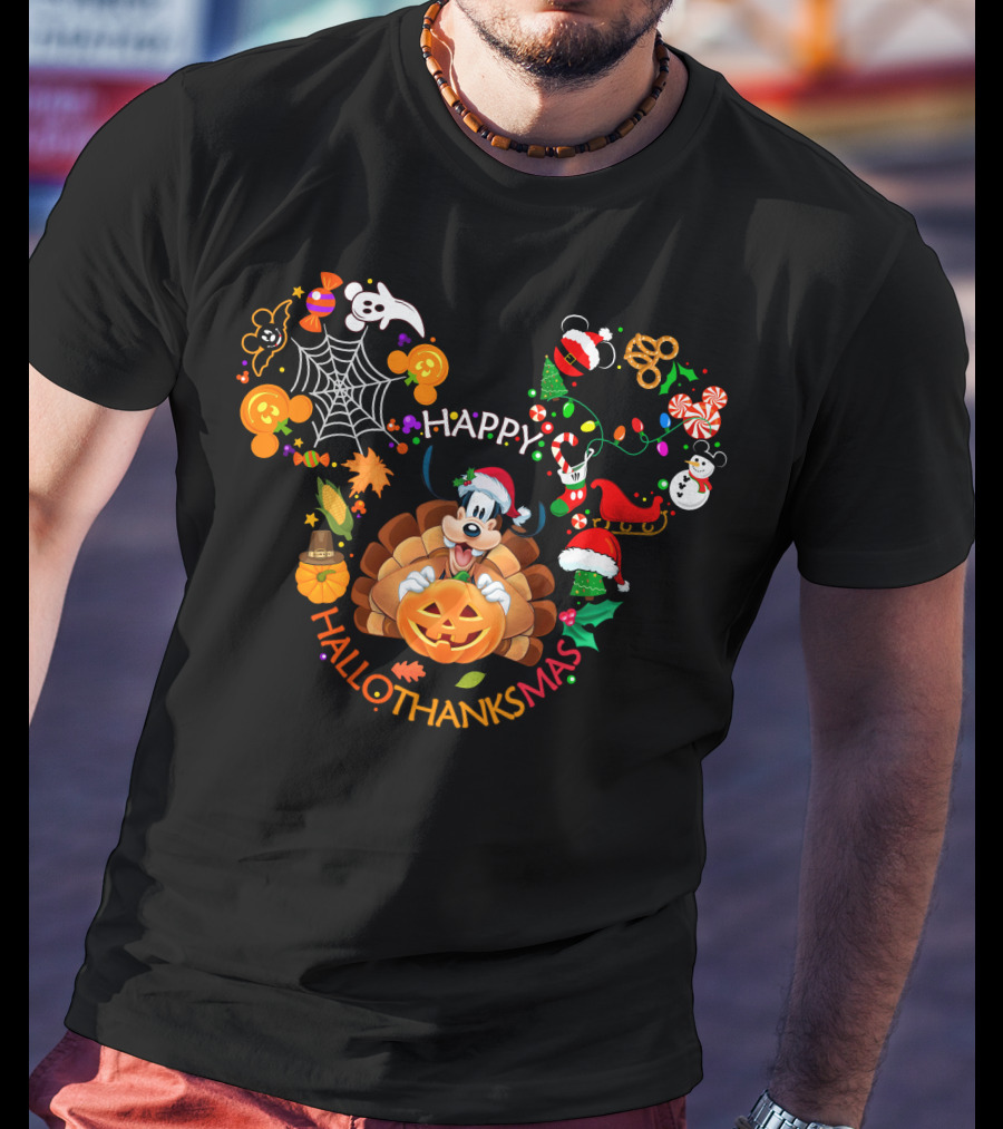 Goofy Happy Hallothanksmas Holiday Mashup Disney Character T-Shirt