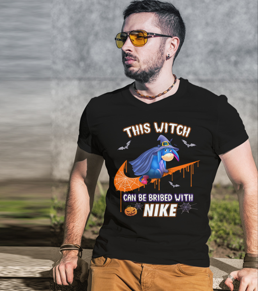 This Witch Can Be Bribed With Nike Eeyore Halloween Bats Pumpkins T-Shirt