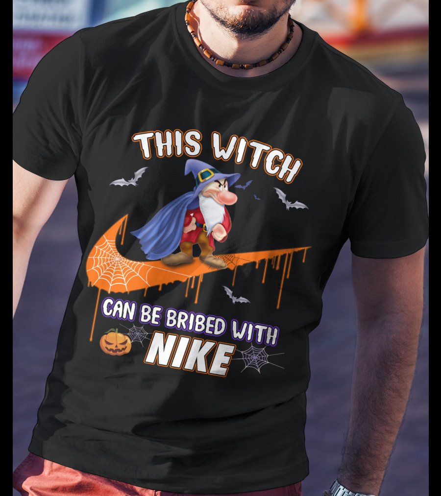 This Witch Can Be Bribed With Nike Wizard Pumpkin Bat Halloween T-Shirt
