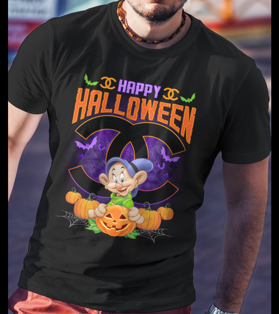 Happy Halloween Dopey Chanel Pumpkin Bats T-Shirt