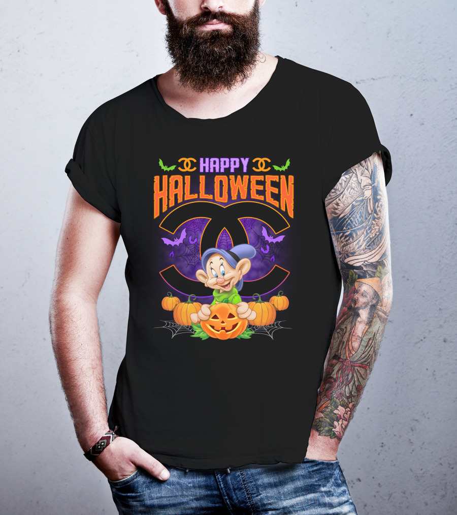 Happy Halloween Dopey Chanel Pumpkin Bats T-Shirt