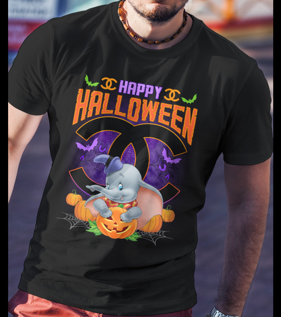 Dumbo Happy Halloween Pumpkins And Bats T-Shirt