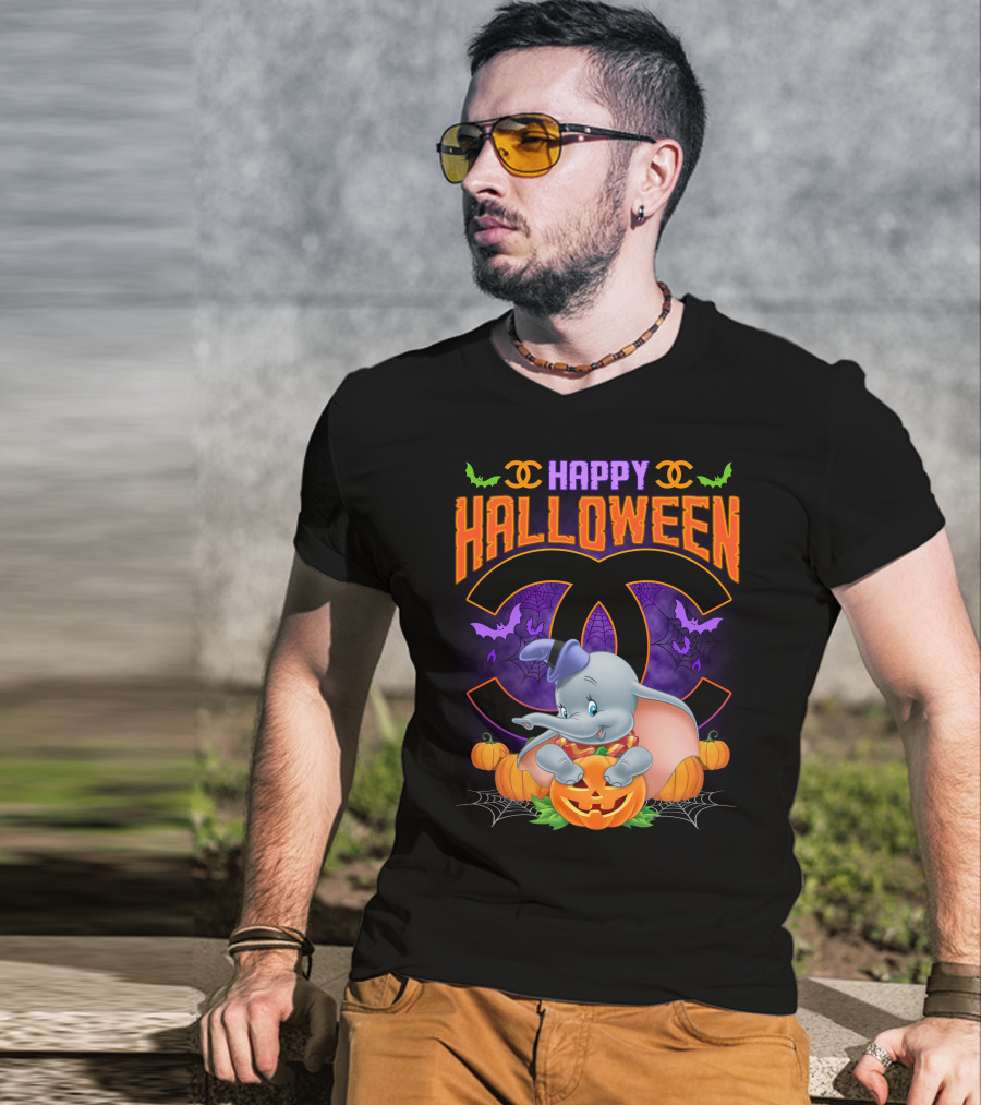 Dumbo Happy Halloween Pumpkins And Bats T-Shirt