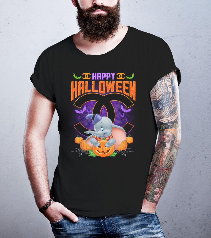 Dumbo Happy Halloween Pumpkins And Bats T-Shirt