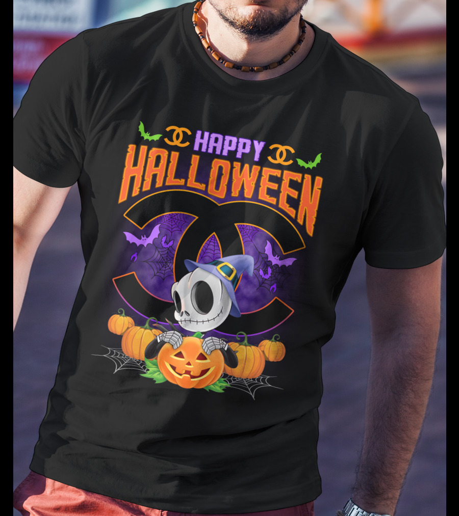 Jack Happy Halloween Pumpkin Skeleton Witch Hat T-Shirt