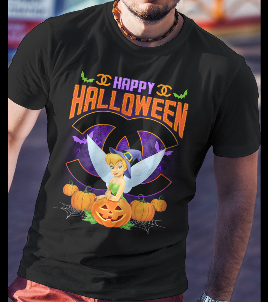 Happy Halloween Tinker Bell Pumpkins Bat Wings T-Shirt