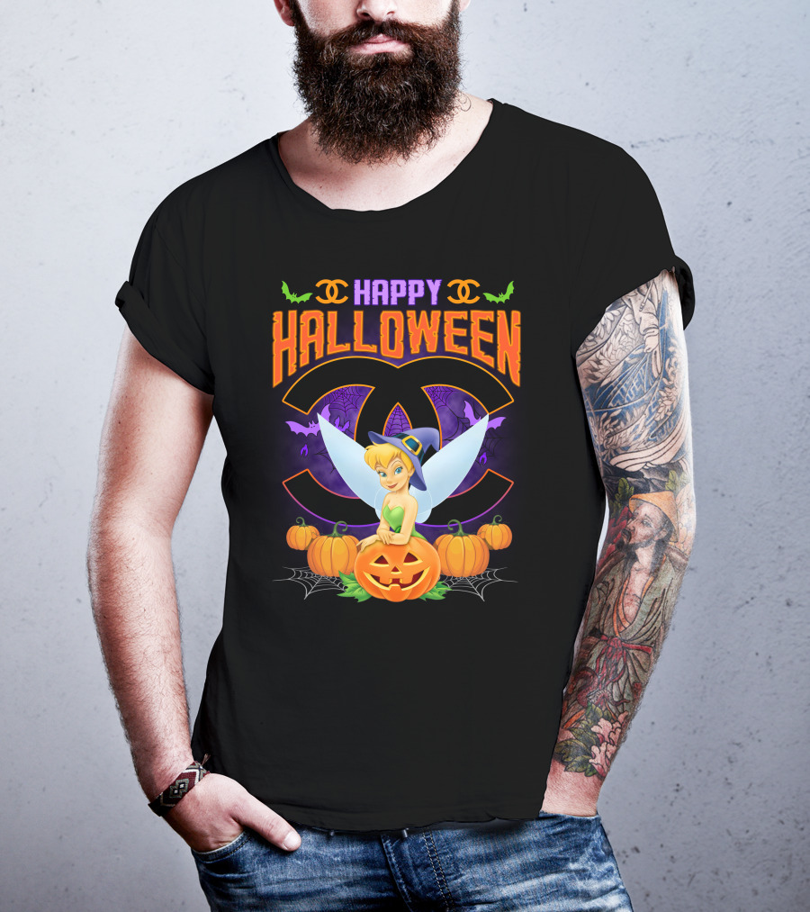 Happy Halloween Tinker Bell Pumpkins Bat Wings T-Shirt