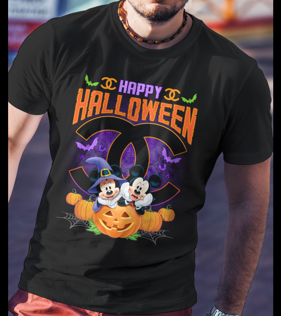 Happy Halloween Mickey Minnie Pumpkin Bat Costume T-Shirt