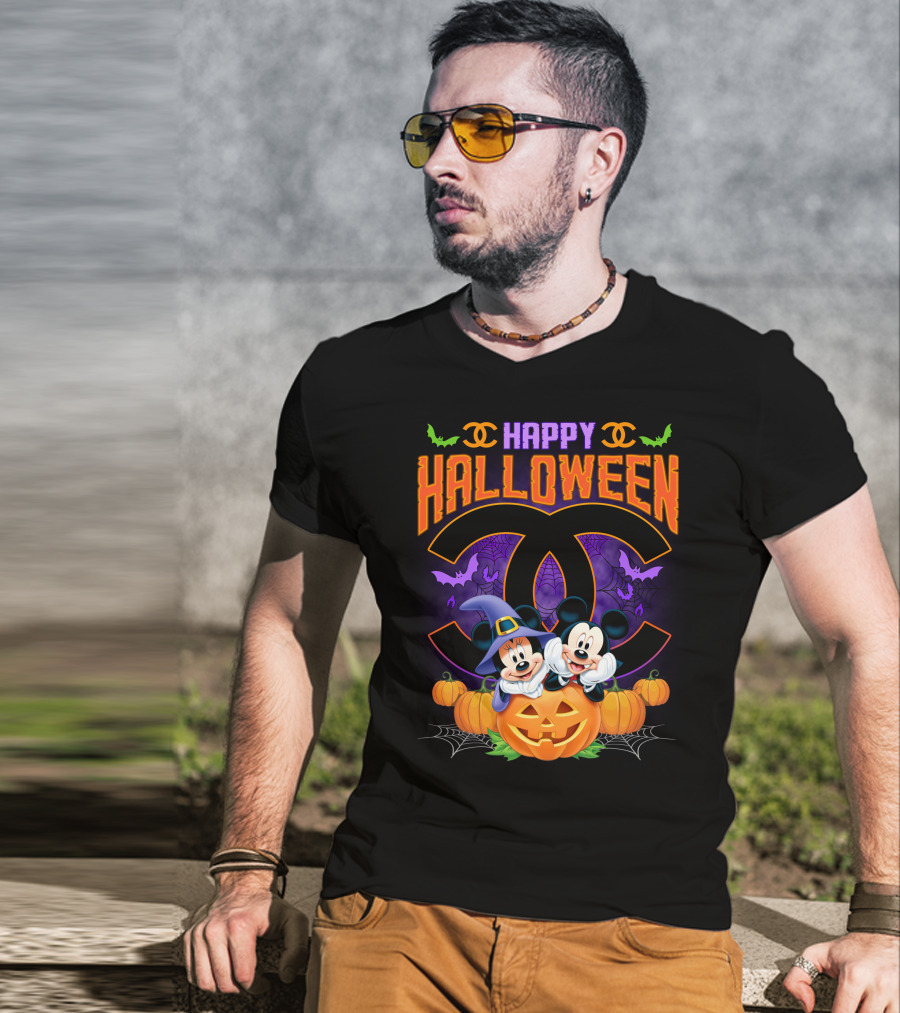 Happy Halloween Mickey Minnie Pumpkin Bat Costume T-Shirt