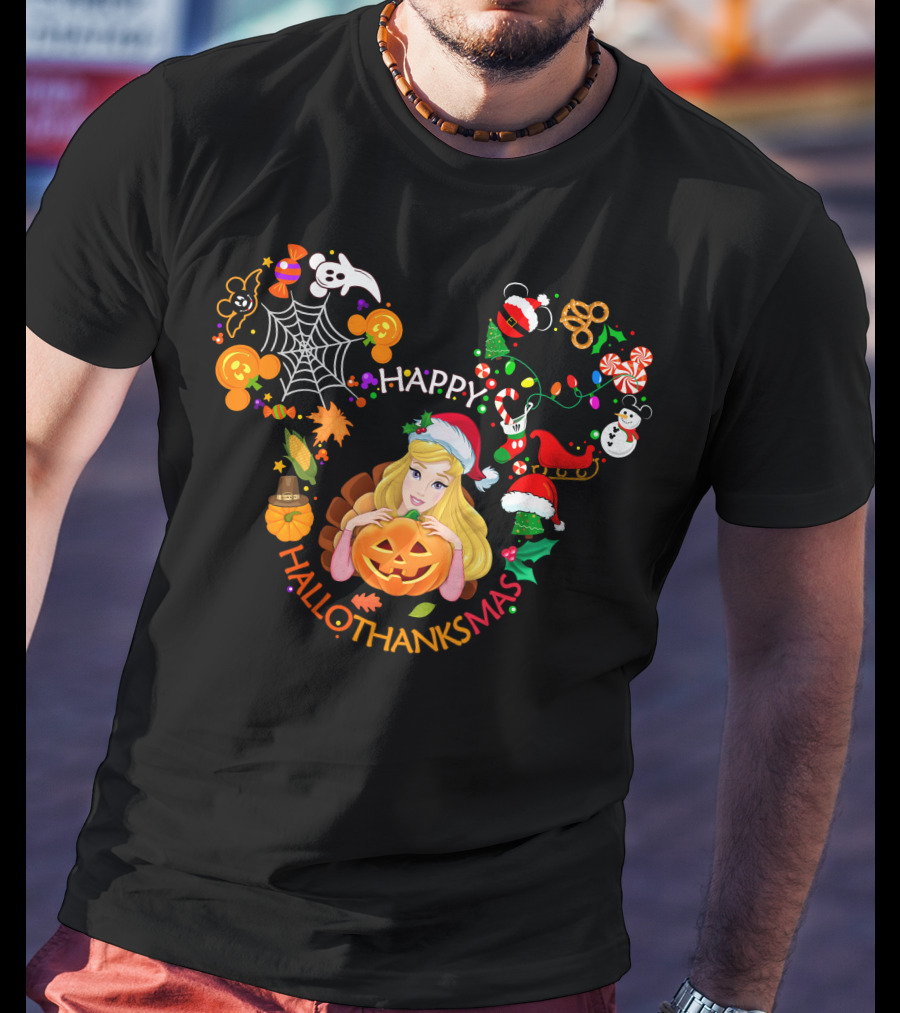 Happy Hallothanksmas Aurora Disney Holiday Crossover T-Shirt