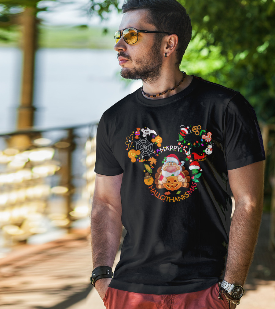 Happy Hallothanksmas Grumpy Holiday Mashup T-Shirt