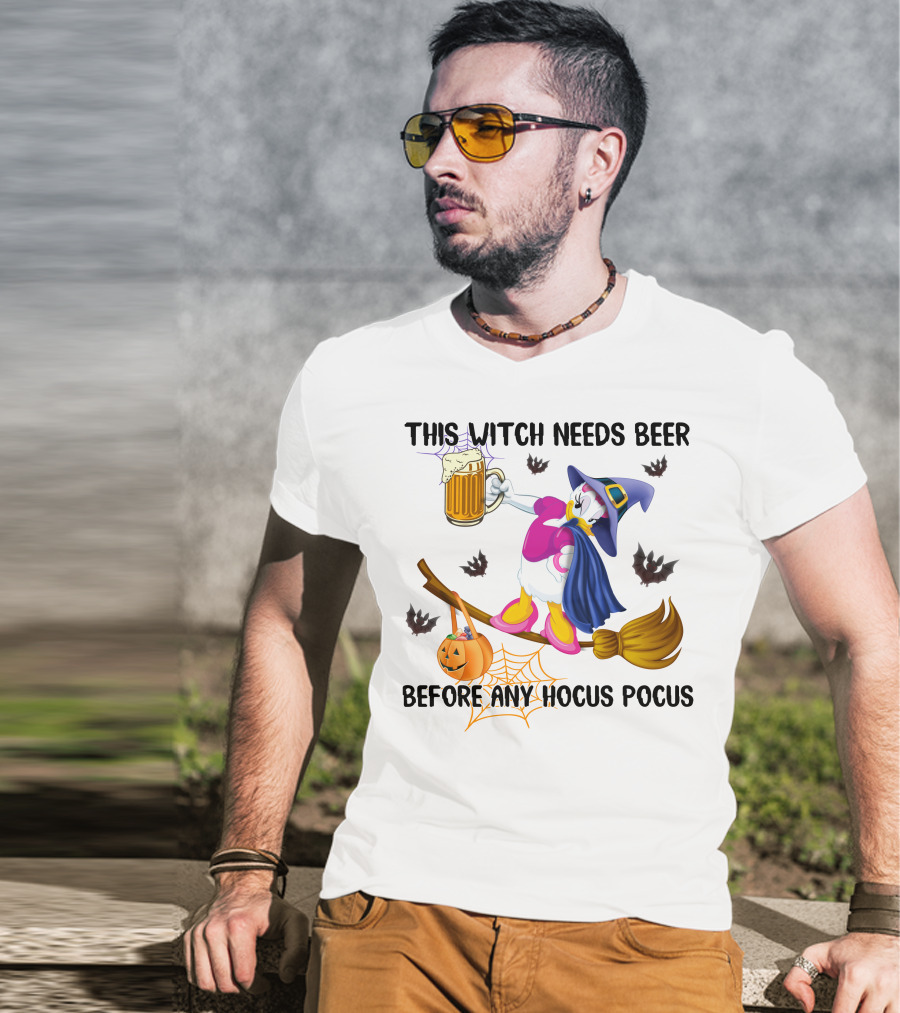This Witch Needs Beer Before Any Hocus Pocus Daisy T-Shirt