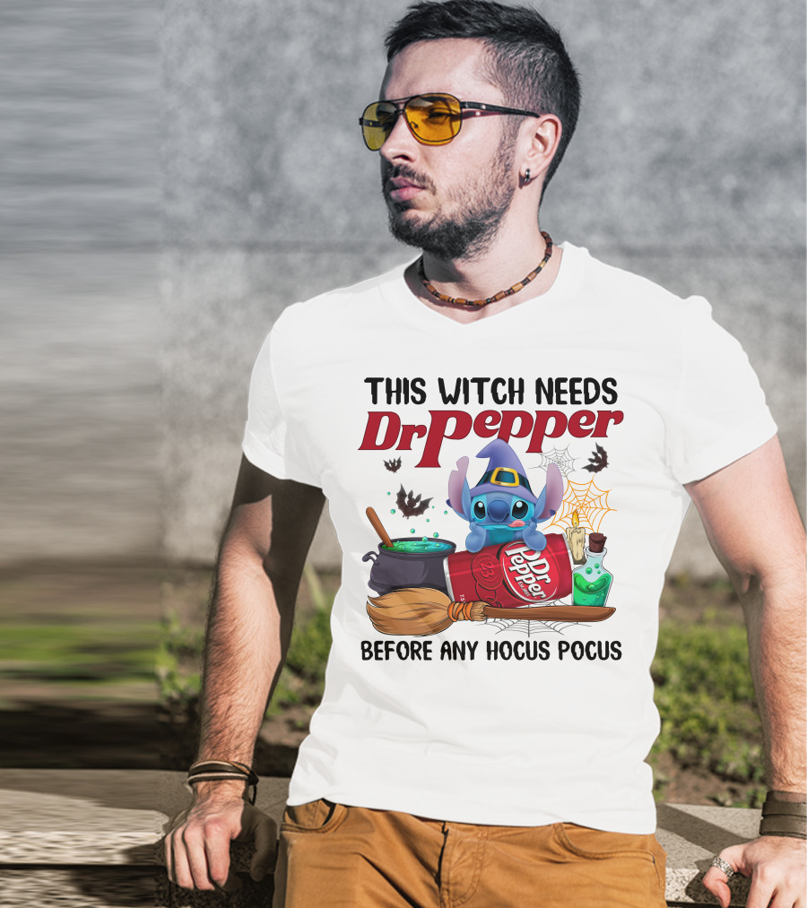 This Witch Needs Dr Pepper Before Any Hocus Pocus Stitch T-Shirt