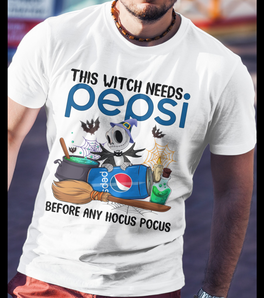 This Witch Needs Pepsi Before Any Hocus Pocus Jack Skellington T-Shirt