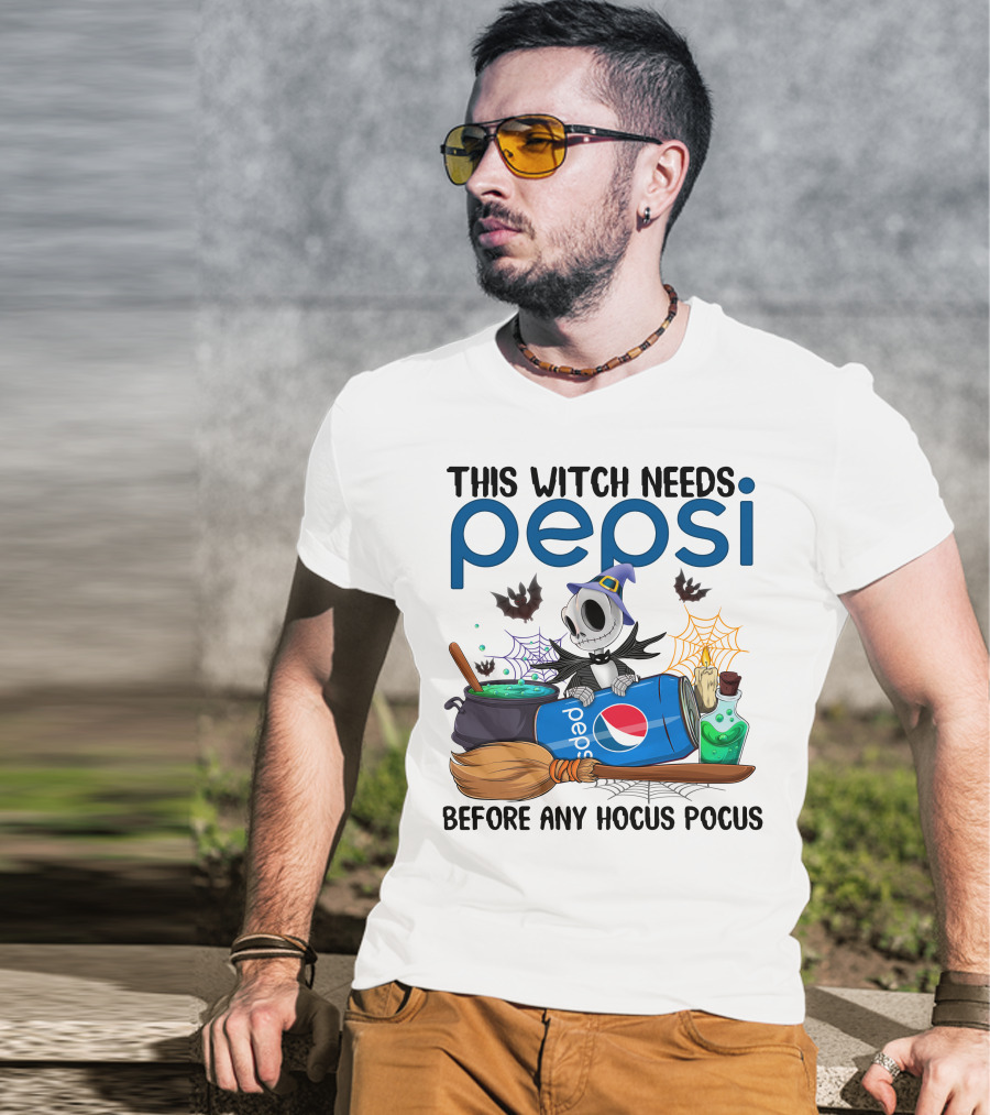 This Witch Needs Pepsi Before Any Hocus Pocus Jack Skellington T-Shirt