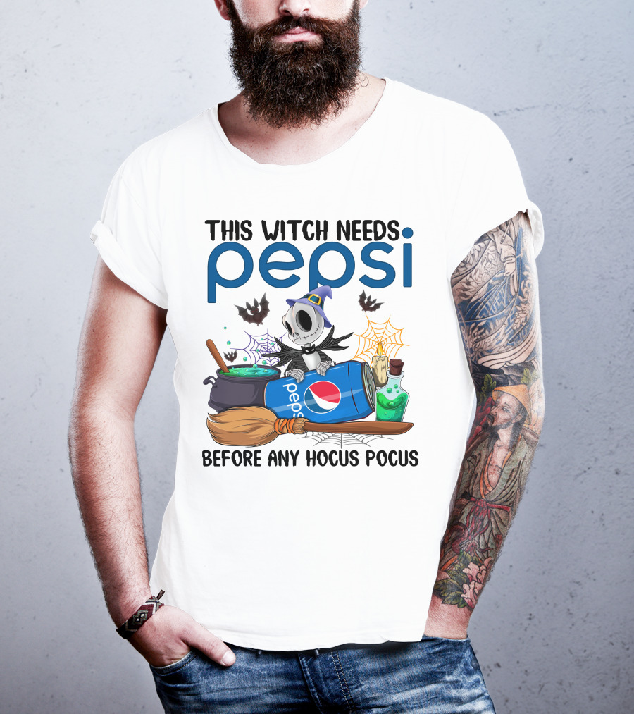 This Witch Needs Pepsi Before Any Hocus Pocus Jack Skellington T-Shirt