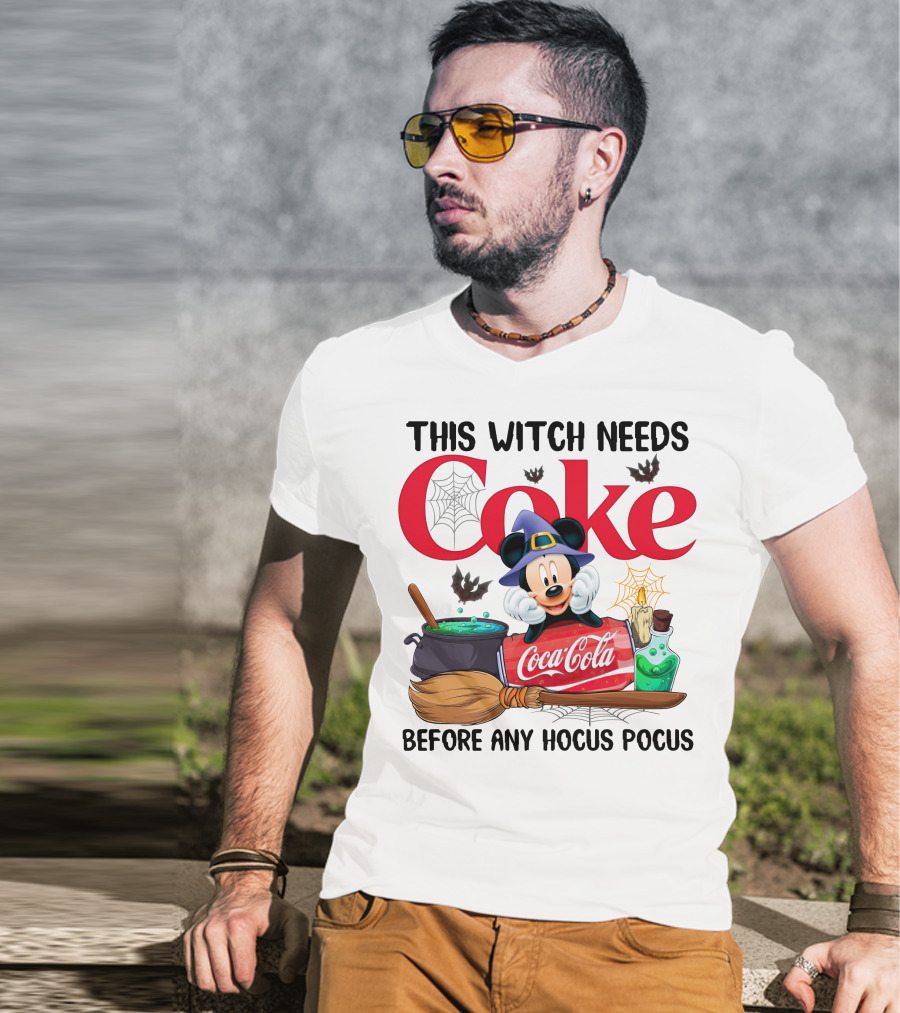 This Witch Needs Coke Before Any Hocus Pocus Mickey Halloween Coca-Cola T-Shirt