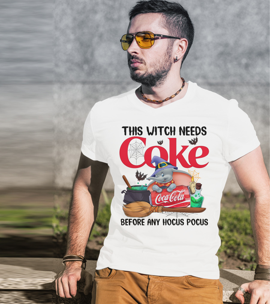 This Witch Needs Coke Before Any Hocus Pocus Coca-Cola Dumbo Halloween T-Shirt