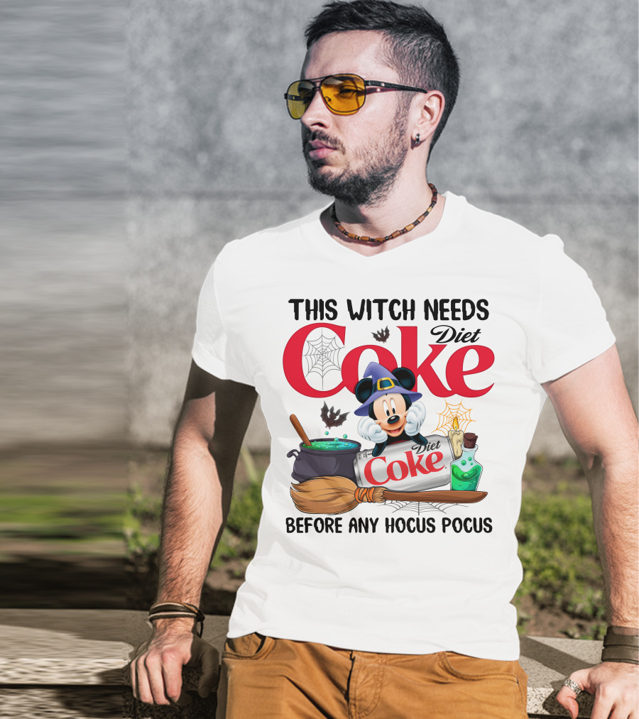 This Witch Needs Diet Coke Before Any Hocus Pocus Mickey Halloween Magic T-Shirt