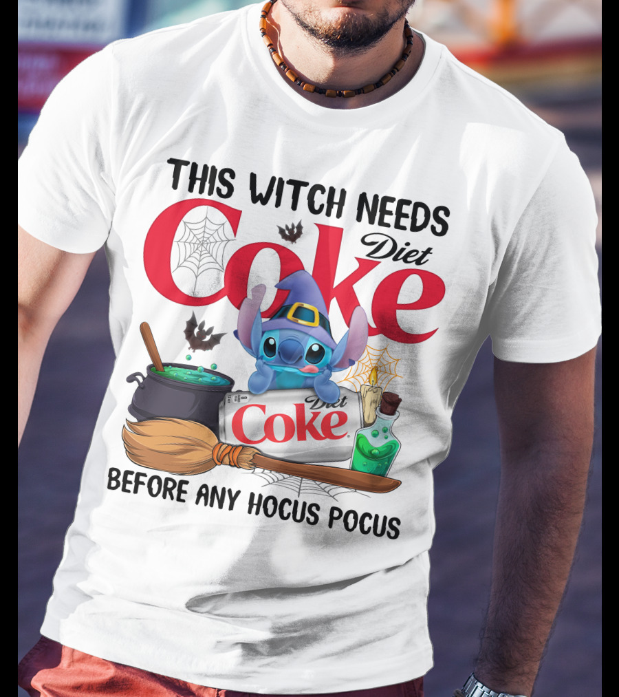 This Witch Needs Diet Coke And Stitch Before Any Hocus Pocus T-Shirt