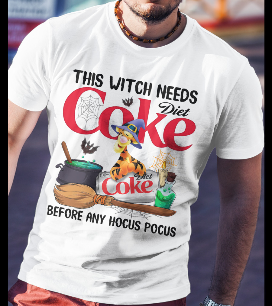 This Witch Needs Diet Coke Before Any Hocus Pocus Tigger T-Shirt