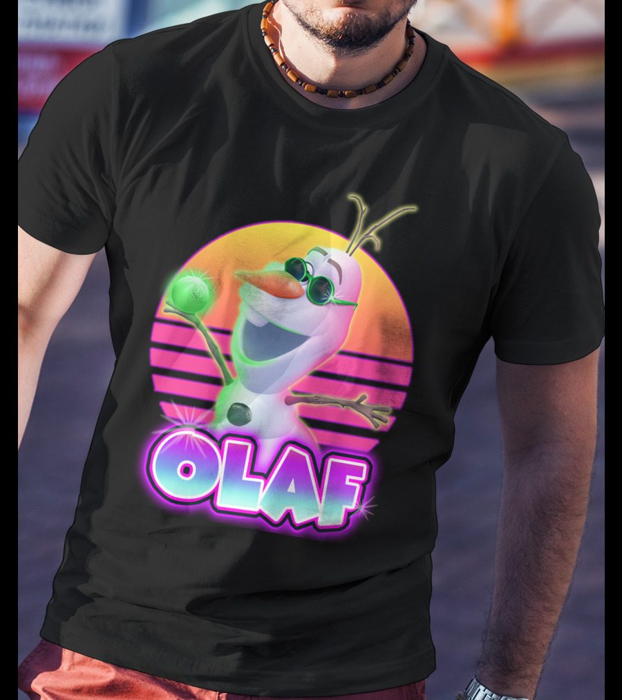 Olaf Neon Sunglasses Retro Sunset 80S Style T-Shirt